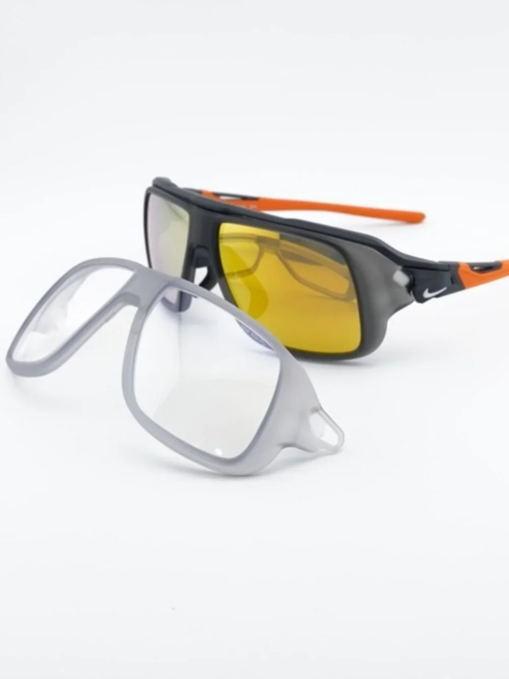 Nike FLYFREE SOAR EV24001 060 Sunglasses Black Square Frame with Clip-On